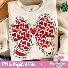 a white t - shirt with a red leopard print bow on the front and words that read png digital file