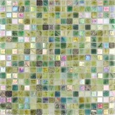 an abstract mosaic tile design in shades of green and purple