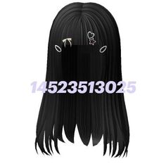 the long black hair is wearing an embellishment on it's head and has two