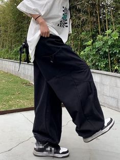 Harajuku Cargo Pants Y2K Women Wide Leg Joggers Hippie Streetwear Loose Baggy Trousers Jogger Street Style, Cargo Pants For Work, Hip Hop Cargo Pants, Cargo Outfit