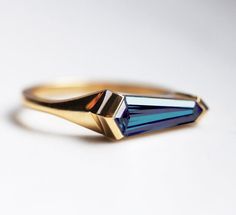 Cool Rings Unique, Kite Shield, Ring Baguette, Shield Ring, Engagement Ring Unique, Alexandrite Engagement Ring, Baguette Ring, Alexandrite Ring, Blue Ring