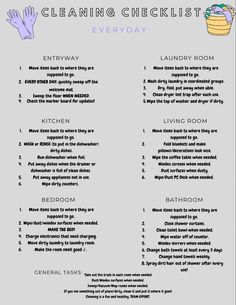 the cleaning checklist for every room