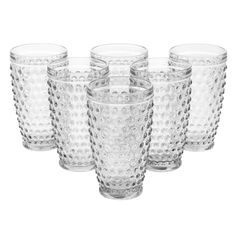 The Martha Stewart 6 piece tumbler set is constructed with handmade glass for durability and long lasting use. This set has a unique embossed polka dot design that will add a fun look to your table. This set comes complete with 6 tumblers in a stack-able design for easy cabinet storage. Add these accent tumblers to your every day drinkware for a touch of class and style! Item Dimensions: 3.25 x 3.25 x 5.75 Item Weight: 1.00lbs","The Martha Stewart 6 piece tumbler set is constructed with handmade Wood And Black Kitchen, Old House Charm, Kitchen Tiny House, Hobnail Glassware, Kitchen Tiny, Kitchen Ideas Decor, Drinkware Sets, Wine Glass Set, Stemless Wine Glasses