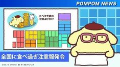 a cartoon character with glasses in front of a poster that says pompom news