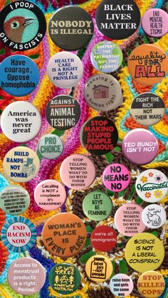 hell yeah #liberal #liberalwallpaper #buttons #button #pins Liberal Aesthetic, Punk Pins Diy, Button Pin Design Ideas, Pin Ideas Button Diy, Button Pins Aesthetic, Punk Buttons, Protest Pins, Punk Badges, Punk Fashion Diy