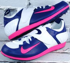 Nike Zoom PV II Pole Vault Spikes Size 9.5 White/Blue/Pink #Nike #PoleVaultSpikes Playing Basketball, Pink Nike, Sports Gear, Lacrosse, Shoes For Men