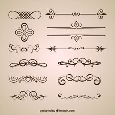 a set of decorative calligraphys with swirly lines and scrolls on the edges