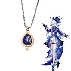 PRICES MAY VARY. Our crystal necklace, keys and brooches are all designed according to the Furina character of the Genshin Impact game, and 100% restore the game elements, Size: Chest needle: 13.6cm/5.35in long Keychain: Length: 19.5cm/7.67in Furina Necklace: Chain length 68cm/26.77in Pendan：3.5cm/1.3inX2cm/0.78in Neuvillette Necklace: Chain length 68cm/26.77in Pendant: 4.9cm/1.92inX4.4cm/1.73in This Necklace or keychain is designed specifically for fans who want to showcase their passion and st Genshin Necklace, Genshin Accessories, Long Keychain, Badge Accessories, Jewelry Sapphire, Anime Jewelry, Your Cosplay, Game Making, Sapphire Necklace