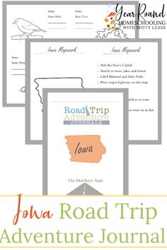 the jawa road trip adventure journal is shown in three different colors and font options