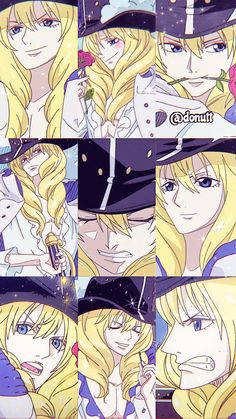 some anime characters with hats and blonde hair