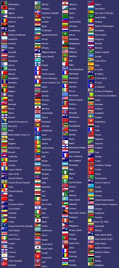 the world's most famous flags are shown in this chart, which shows their colors and sizes