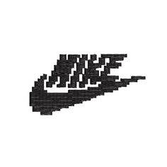 a black and white photo of a nike shoe with the word nike written in it