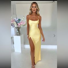 Brand New Dress With Tags Yellow Prom Dresses Tight, Prom Dress Inspo, Yellow Maxi, Prom Dresses Yellow, Prom 2024, Prom Inspo, Maxi Dress Sale, Prom Dress Inspiration, Cute Prom Dresses