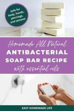 homemade all natural antibacterial soap bar recipe with essential oils