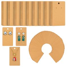 an assortment of items are displayed on a white background, including earrings and necklaces