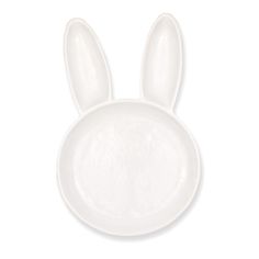 a white plate with an animal's ears on it