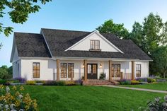 this is an artist's rendering of the farmhouse style house plans for small homes