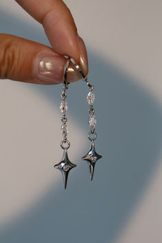 - High-quality silver plated + well-cut zirconia diamonds

- Hypoallergenic 925 sterling silver ear hoops

- Water-resistant and made to last

-With an extra layer of protection for extra strength and luster.

- Also available in Gold North Star Earrings, Dangly Silver Earrings, October Jewelry, Jewlery Earrings, Y2k Earrings, Star Dangle Earrings, Edgy Accessories, Saving Grace, Y2k Jewelry