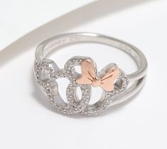 Show your love of all things Mickey and Minnie with this sweet ring that sparkles with clear, round Diamonique simulated diamonds. From Disney. Sweet Ring, Disney Jewelry, Mickey And Minnie, For Today, Sterling Ring, Beautiful Jewelry, Jewelry Rings, Top Brands, Sparkle