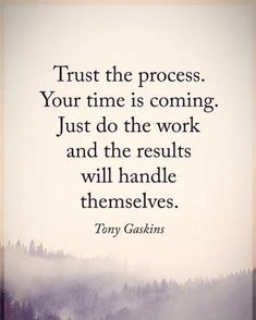 the quote trust the process your time is coming just do the work and the results will handle themselves