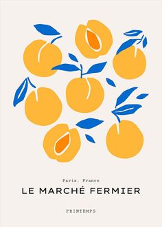 the cover of le marche fermier, with oranges in blue and yellow