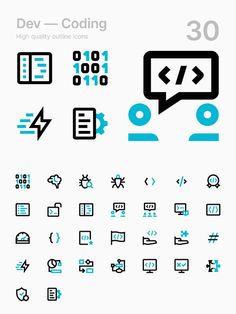 some type of icons are shown in blue and black colors, including symbols for different types of