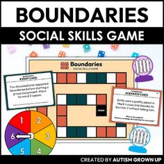 a board game with the words boundariess on it and an image of a pie