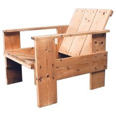 a wooden bench made out of wood planks