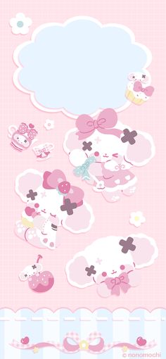 an image of a pink background with hello kitty on it