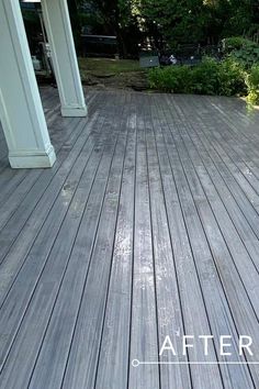 a wooden deck that has been cleaned and sealed