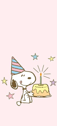 a cartoon dog holding a birthday cake with a lit candle on it's top