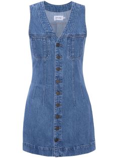 FRAME Sleeveless Trucker Denim Mini Dress - Farfetch 70s Denim Dress, Alabama Tuscaloosa, Jean Zara, Vestidos Jeans, Autumn Dresses, Denim Jean Dress, Mini Dress Blue, Chris Stapleton, 80s Outfit