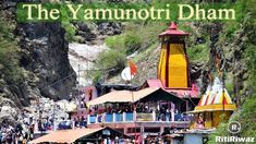 the yamunoti dham temple in india is surrounded by mountains and people