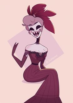 a drawing of a woman in a dress with a skeleton face on it's head