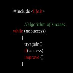 a black background with red and green text that reads include life h / algortim of success while prosoccss