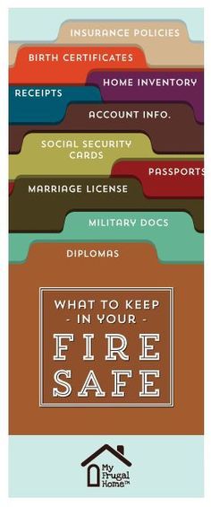 a poster with the words, what to keep in your fire safe home inventory cards