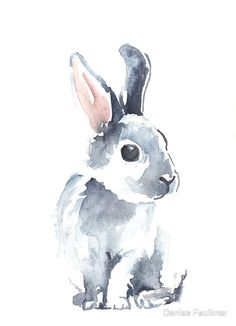 a watercolor painting of a bunny rabbit