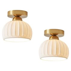 [Corrosion-Resistant] The white ceramic lampshade and electroplated gold base is corrosion-resistant and will not discolour, capable of maintaining its appearance for decades. It only requires regular yearly cleaning to remove dust. [Set of 2 for Various Scenerios] It is suitable for porches, hallways, living rooms, kitchens, bathrooms, and small rooms, providing excellent lighting effects. [Simple Beauty] Simple aesthetics, versatile to complement various home styles, it seamlessly fits modern Gold Hallway, Hallway Ceiling Light Fixtures, Hallway Ceiling Lights, Light Fixtures Farmhouse, Hallway Ceiling, Farmhouse Light, Hallway Light Fixtures, Gold Ceiling Light, Farmhouse Light Fixtures