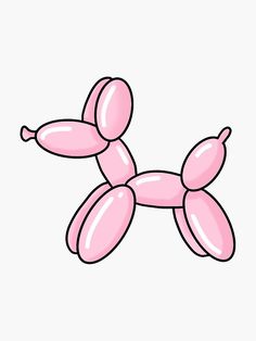 a pink balloon dog floating in the air