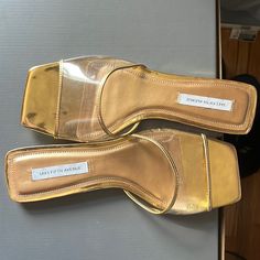 Gold/Clear Saks Fifth Avenue Sandals (Slip Ons) Women’s Size 9 New/Never Worn - Does Not Come With Box Comes From A Smoke Free Environment Perfect For The Spring/Summer!! Gold Flat Jelly Sandals, Gold Flat Synthetic Jelly Sandals, Gold Open Toe Jelly Sandals, Slip Ons, Saks Fifth, Saks Fifth Avenue, Women's Shoes Sandals, Shoes Sandals, Slip On