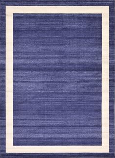 an area rug with blue and white stripes on the bottom, and a square in the middle