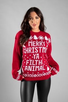 Christmas Jumper Outfit, Merry Christmas Outfit, Merry Christmas Ya Filthy Animal, Jumper Outfit, Ya Filthy Animal, Filthy Animal, Winter Chic, Christmas Style