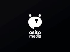 the logo for osito media is shown in white on a black background with an animal's head