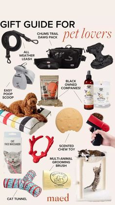 a poster with the words gift guide for pet lovers