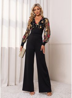 JJ's House No Embroidered Lace Jersey Maxi V-Neck Fall Winter Jumpsuit/Pantsuit Stretch Fabric NO Black S Height:5.7ft(174cm) Bust:33.5in(85cm) Waist:26in(66cm) Hips:36in(91cm) Dress. #JJ's House #No #Embroidered #Lace #Jersey #Maxi #VNeck #Fall #Winter #JumpsuitPantsuit #StretchFabric #NO #Black #S #Dress Jumpsuit Graduation Outfit, Fundraiser Outfit, Jumpsuit Elegant Formal, Winter Jumpsuit Outfit, Womens Dressy Jumpsuits, Quince Outfits, Wedding Jumpsuits, Cocktail Attire For Women, Long Sleeve Jumpsuits