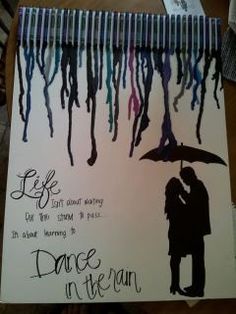 a drawing of a couple under an umbrella with the words dance in the rain written on it