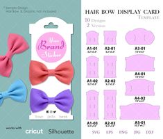 Headband Display Card, Hair Bow Display, Svg Shapes, Headband Display, Bow Display, Bow Template, Kids Labels, Card Display, Bow Headband Hairstyles