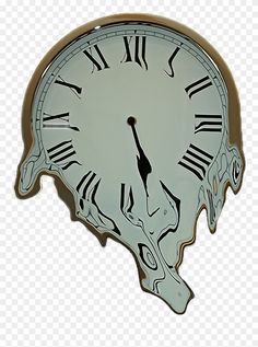 a white clock with roman numerals on it's face, against a transparent background