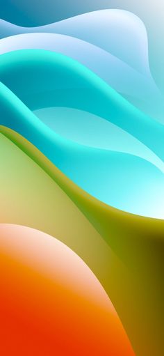 an abstract background with blue, green and orange waves on the bottom half of it