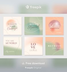 four different cards with the words freepik on them